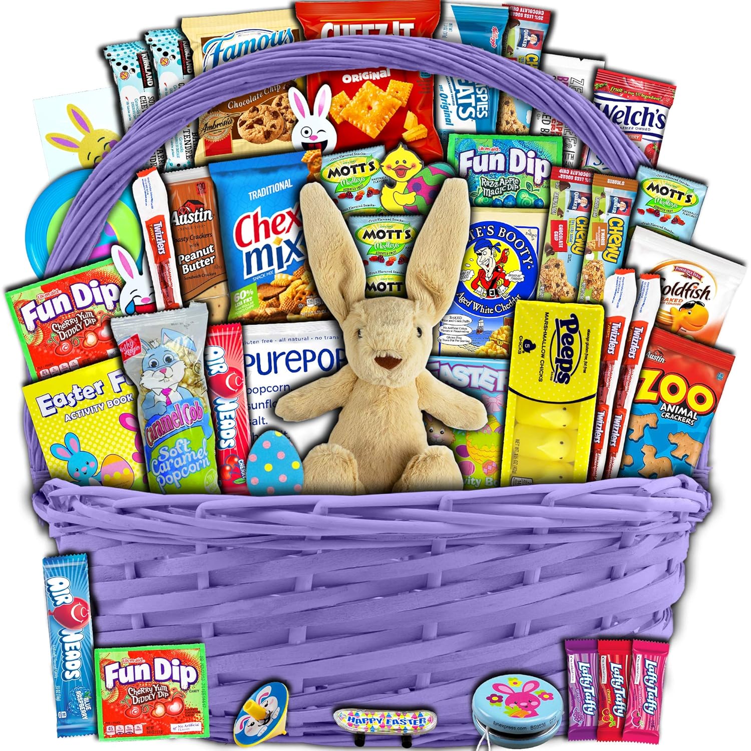 easter baskets with candy and toys