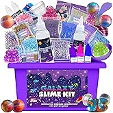 Funewest Slime Making Kits for Kids 8-12, DIY Mini Glitter Galaxy Slime Ball with Glow in The Dark Stickers for Boys Birthday