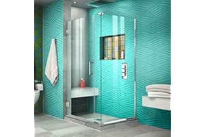 DreamLine Unidoor Plus 34 in. W x 34 3/8 in. D x 72 in. H Frameless Hinged Shower Enclosure in Chrome, SHEN-24340340-01