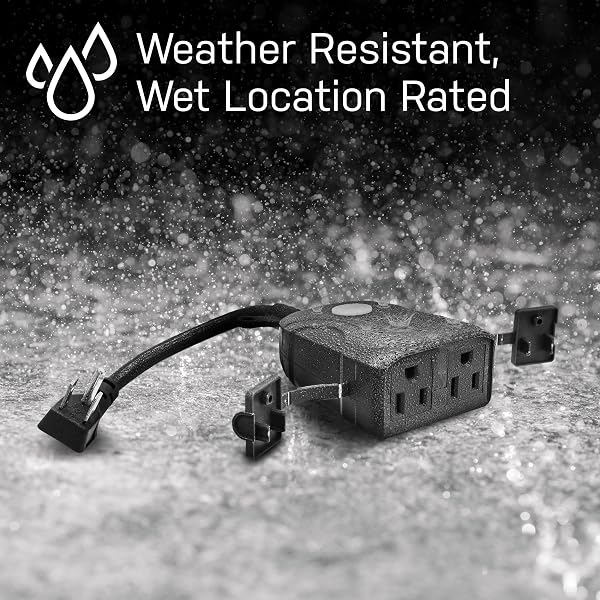 FEIT ELECTRIC SMART OUTDOOR PLUG, WIFI WATERPROOF PLUG, 2 GROUNDED SOCKETS, WORKS WITH ALEXA AND GOOGLE ASSISTANT, APP CONTROLLED, 15 AMP INDOOR/OUTDOOR 2 OUTLET PLUG, BLACK,PLUG/WIFI/WP/3, 3 PACK