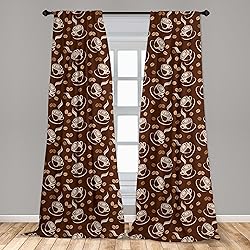 Lunarable Coffee Window Curtains, Silhouette of