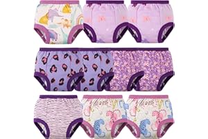 BIG ELEPHANT 10 Packs Baby Girls' and Boys' Potty Training Pants, 100% Cotton Absorbent Training Underwear for Toddler