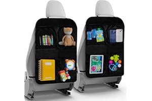 Todays Kids 2 Pack Kick Mats Back Seat Protector - Backseat Car Organizer for Kids, Car Storage Organizer, Back Seat Cars Organizers, Cars Organizers Backs Seats, Travel Accessories, 4 Pockets