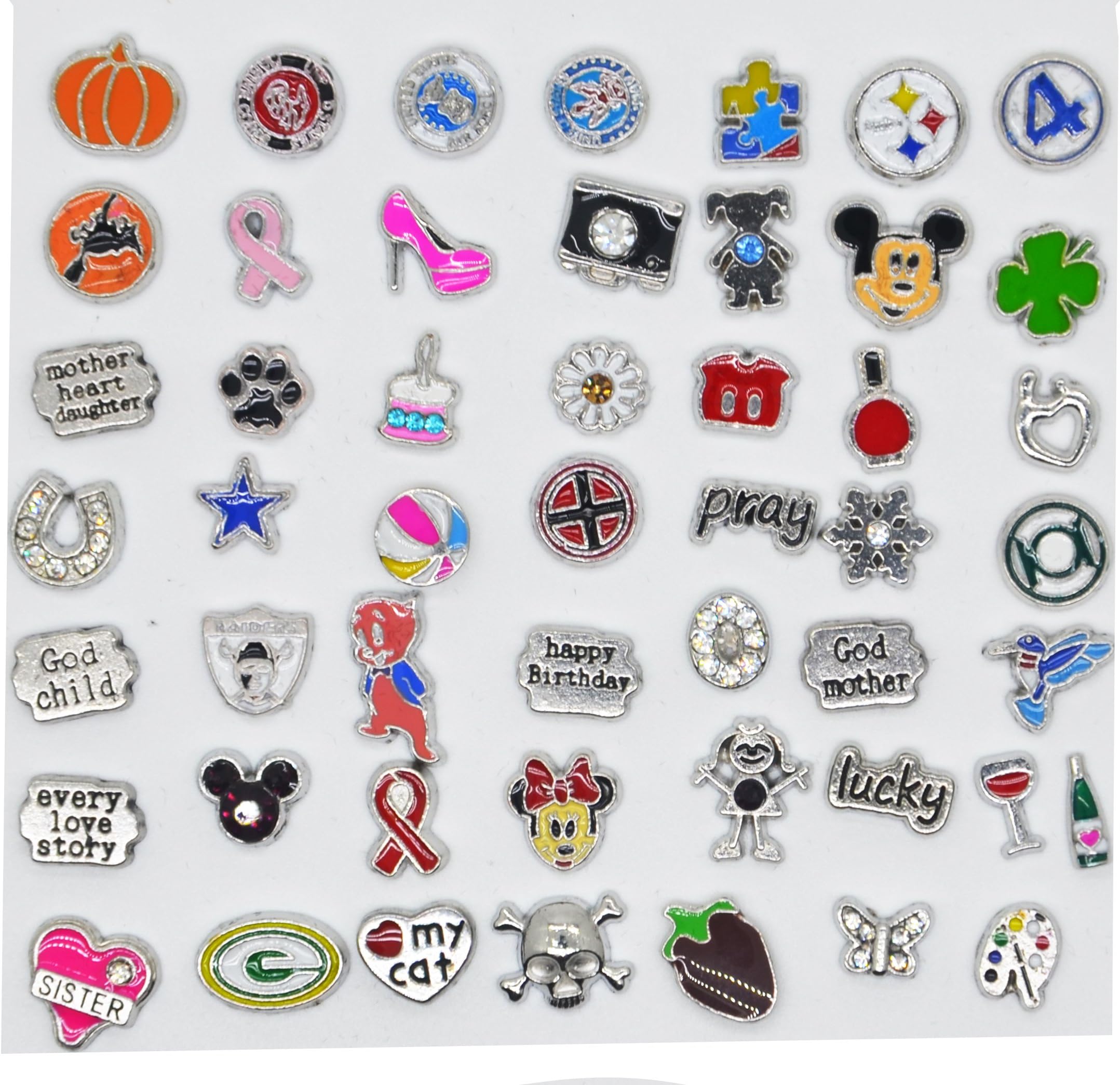 Floating Charms for Glass Living Memory Lockets DIY Wholesale Lot Mix 50 Pcs (50)