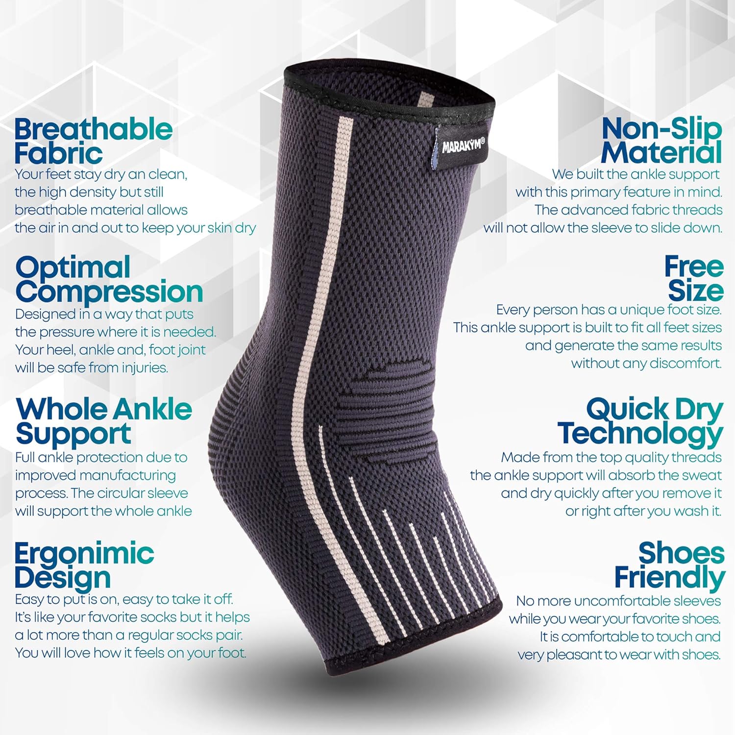 Premium Ankle Compression Socks Men & Women | Best Free Size Medical Ankle Support Pair(2 Pcs) With Compression Wrap Support For Improved Injury Prevention and Recovery - Bonus Kinesiology Tape & Carr: Industrial & Scientific