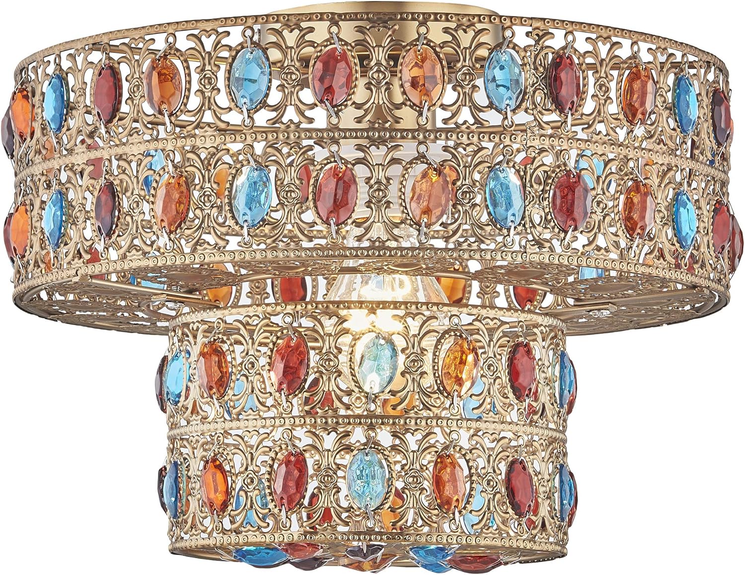 LeeZM Modern Chandelier Ceiling Light with Gemstone Shade Retro Round