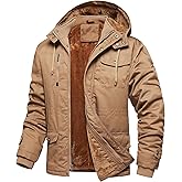 Dr.Cyril Men's Thick Winter Jackets Fleece Lined Thick Jackets Hood Work Jackets Coat Cotton Military with Cargo Pockets