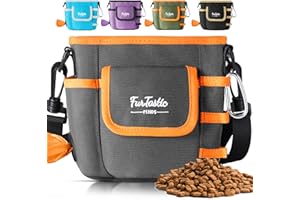 FurtasticFinds Dog Treat Pouch with Quick-Release Magnetic Closure, 3-Way Wear Treat Bags, 900D Waterproof Fabric, 4 Storage Spaces, Treat Pouch for Pet Training Walking (Grey)