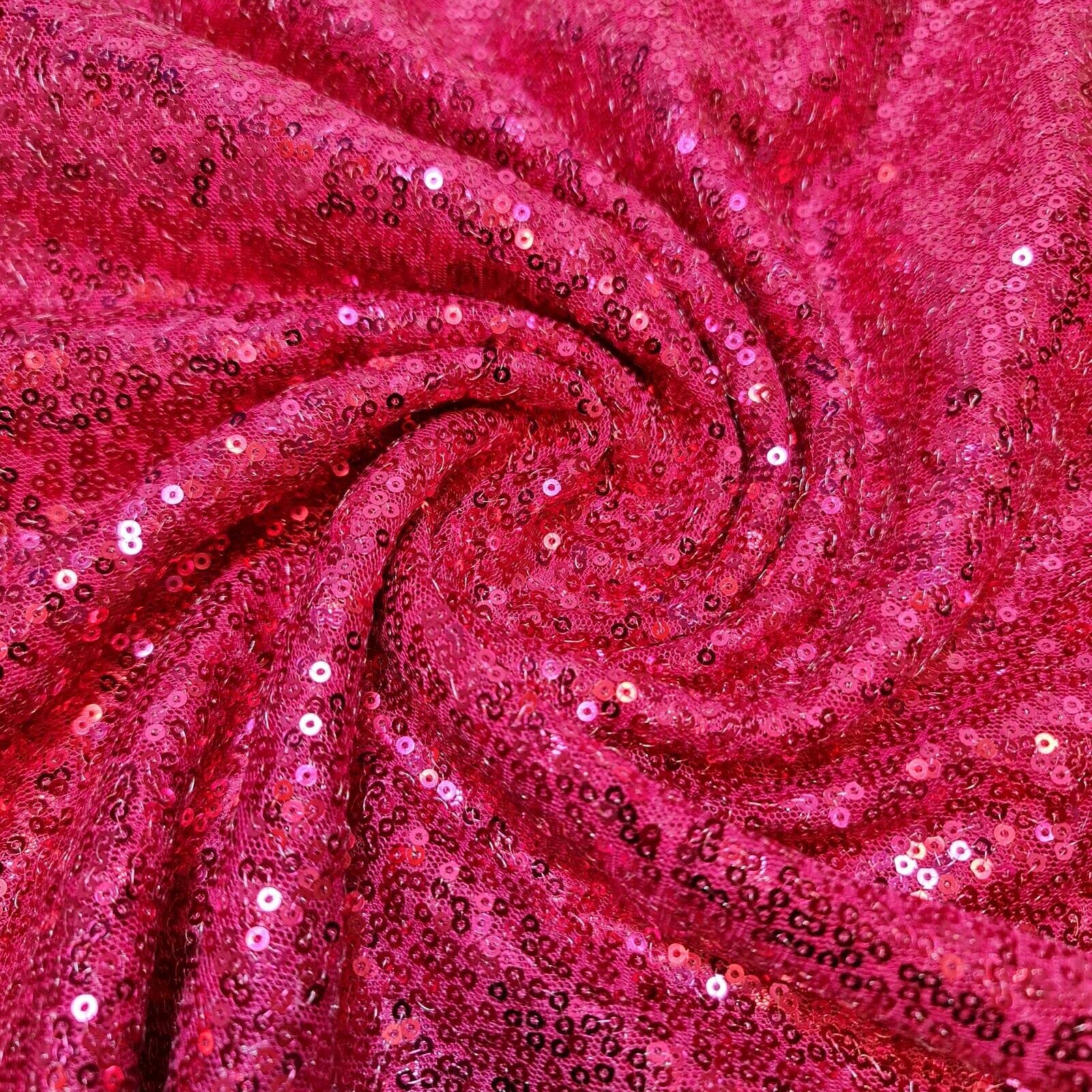 Sparkly Sequin Shiny Bling Decorations Dress Craft Fabric Material 58" Net with - 130cm Wide Sold As 1 Meter Pre - Cut Lengths (Cerise Pink)