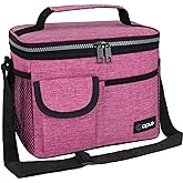 opux Insulated Lunch Bag for Men Women, Leakproof Heather Pink Lunch Box for Work, Portable Soft Lunch Cooler Bag with Shoulder Strap, Adult Lunchbox Lunch Pail for Kid Boy Girl School, 14 Can/8L