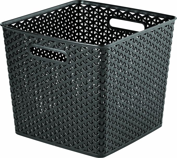 CURVER My Style 196886 Storage Box 30 L Large Rattan Effect Black