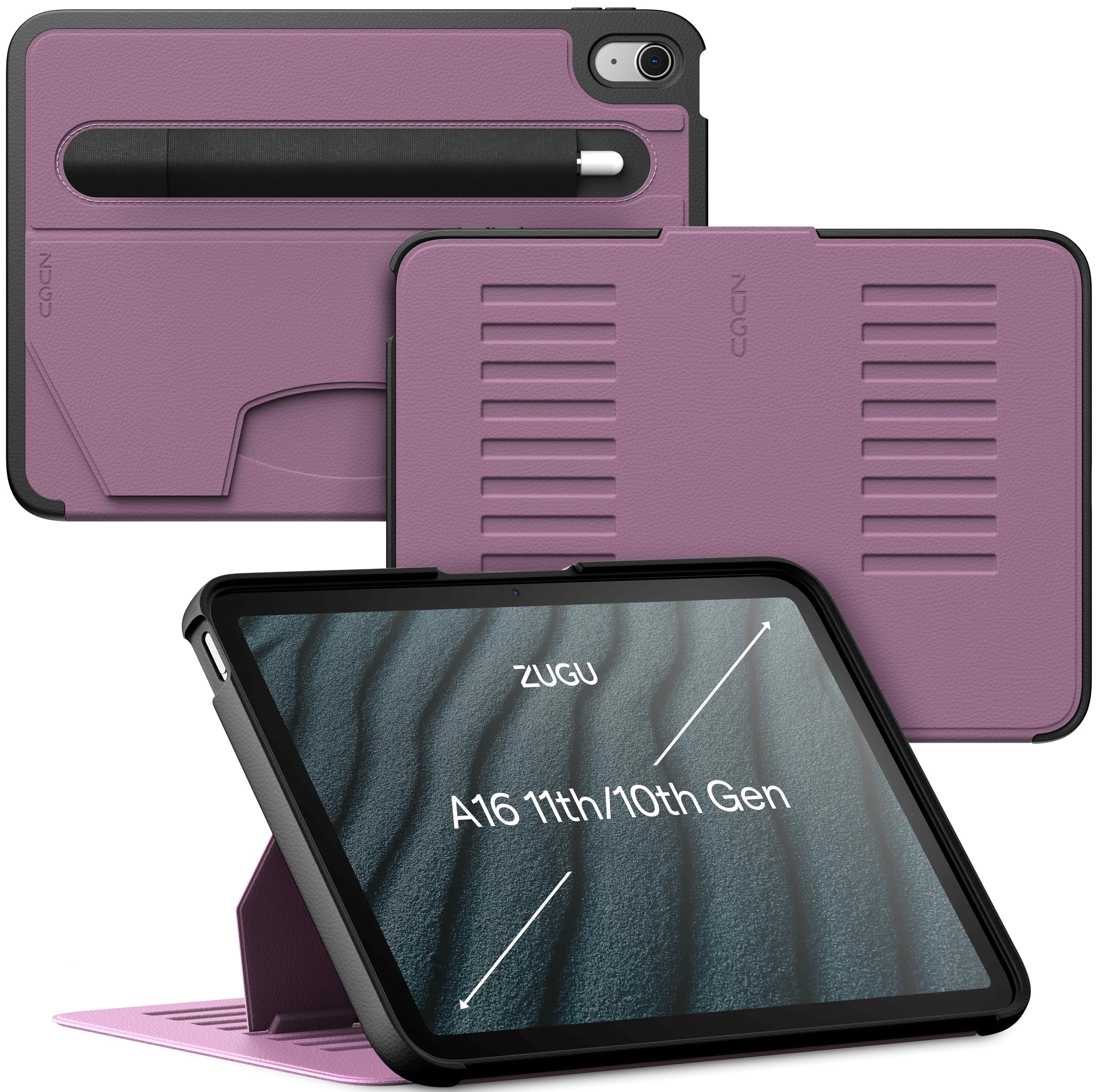 ZUGU CASE for iPad 10.9 Inch Case iPad 11th / 10th Generation (A16 2025/2022) Ultra Slim Protective Cover - Apple Pencil Holder - Convenient 8-Angle Magnetic Stand & Auto Sleep/Wake [Berry Purple]