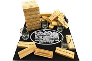 Homeware Deluxe Drunken' Tower The Grab A Piece Adult Party Game with Exclusive Matty's Toy Stop Storage Bag - Adult Party Game