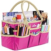 JJRING Craft and Art Tote - 600D Rose Red Nylon Fabric Art Sewing Organizer Bag with Pockets - for Craft, Scrapbooking, Medical, and Office Supplies Storage