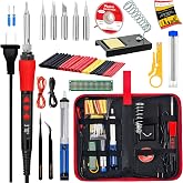 Soldering Iron Kit, 60W LED Display Digital Solder Pen, 5 Replaceable Tips, 21-in-1 Fast Heating with Solder Wire, Stand, Desoldering Pump, for Electronics Repair Hobby DIY 120V US Plug from Plusivo