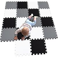 MQIAOHAM® 18 Pieces Puzzle Play Mats, Soft Baby Play Mat, Kids Interlocking Foam Floor Tiles, Toddlers Carpet Playmats G30101