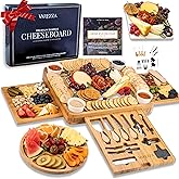 Extra Large Charcuterie Boards Gift Set: Marble Bamboo Cheese Board Set- Unique for Mom, 23 Entertaining Accessories, Christmas, Wedding Gifts for Couple, House Warming Gifts Home