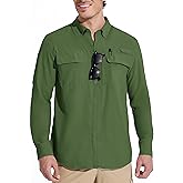 MAGCOMSEN Men's Sun Protection Fishing Shirts Long Sleeve UPF 50+ Quick Dry Cooling Button Down Shirt for Hiking Safari