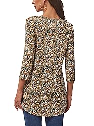 BAISHENGGT Women's 3/4 Sleeve Tunic Tops Button