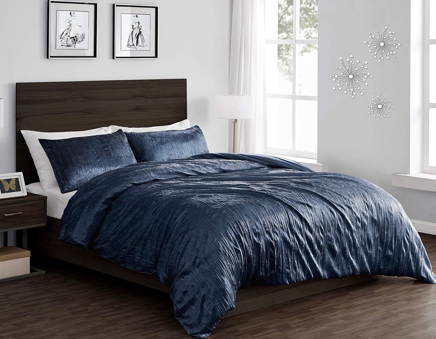 Crushed Crinkle Velvet Off White Metallic Crush Boho Chic Textured Glam Duvet Comforter Cover And Sham 3pc Full Queen Size Bedding Set Solid Shiny Luxury Modern Bohemian Teen Bed Bedspread Quilt Toys