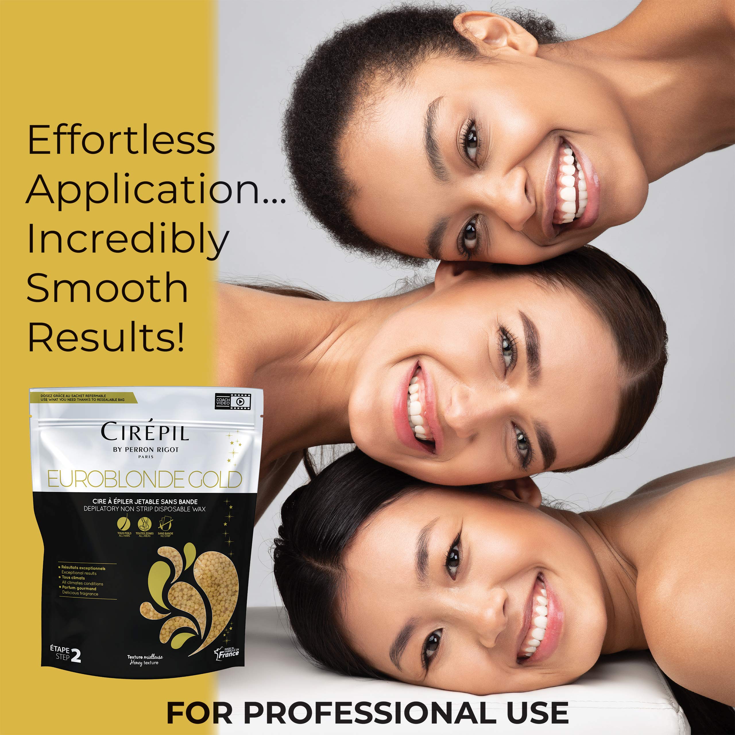 Cirepil Euroblonde Gold - 800g / 28.22 oz Wax Beads Bag - Light Monoi Scent - Ultra Fluid Gel Texture - All-Purpose & Easy Removal
