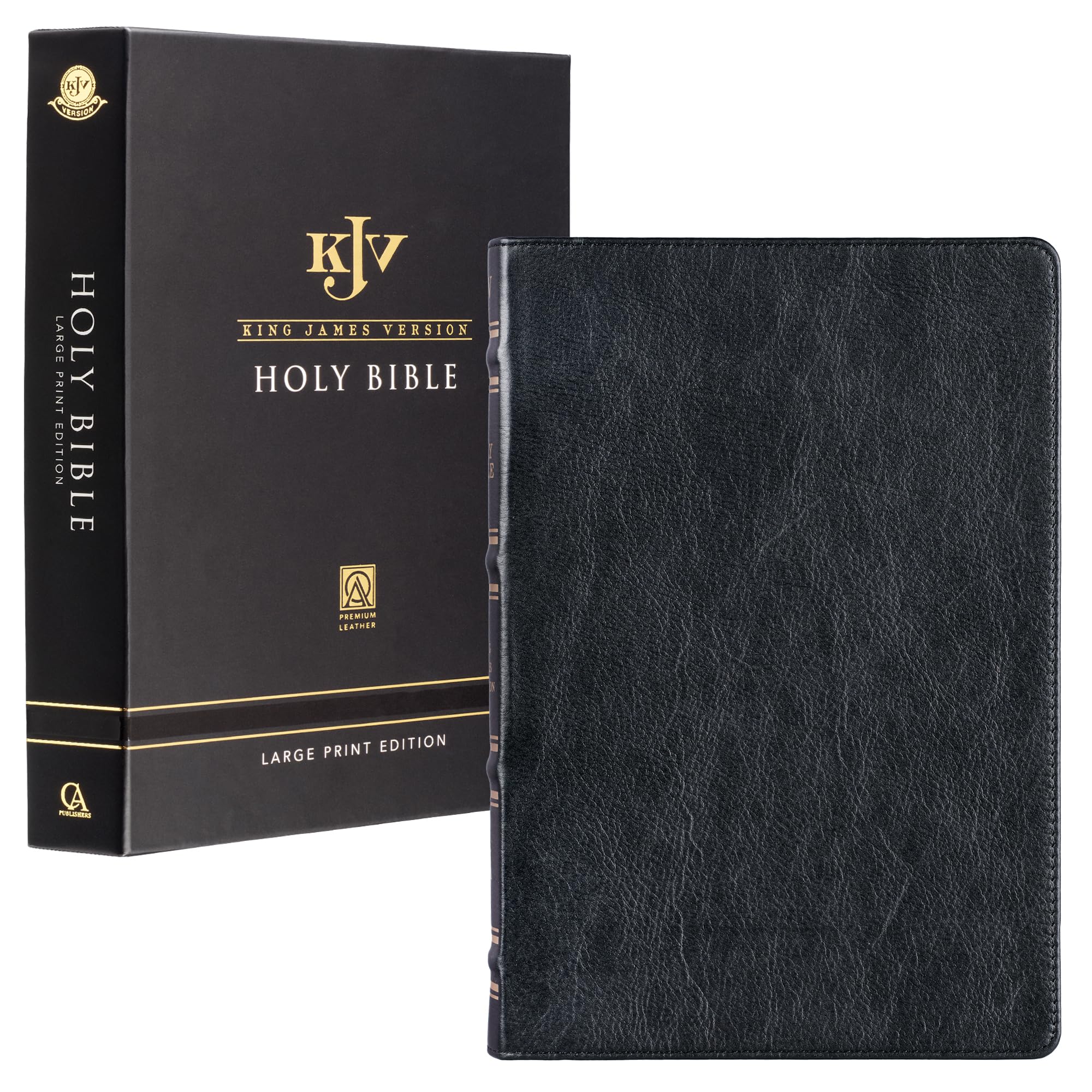 KJV Holy Bible, Thinline Large Print Premium Full Grain Leather Red Letter Edition Ribbon Marker, King James Version, Black (KJV Thinline LP Editions) KJV Holy Bible, Thinline Large Print Premium Full Grain Leather Red Letter Edition Ribbon Marker, King James Version, Black (KJV Thinline LP Editions) Leather Bound
