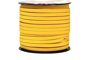 Mandala Crafts Faux Suede Cords Goldenrod Leather Cords for Jewelry Making - 5mm Leather Laces Leather Strips Flat Vegan Leather Strings for Dream Catchers Supplies