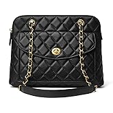 Doris&Jacky Quilted Leather Satchel Shoulder Purse for Women, Designer Long Chain Strap Tote Bag and Soft Lambskin Handbags