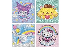 YSUNETER Diamond Painting Kits for Kids Beginner - 4 Pack DIY 5D Full Drill Diamond Art Kits for Children, Cute Animals Round Crystal Rhinestone Gem Art Crafts Home Wall Art Decor 5.9 x 5.9 Inches