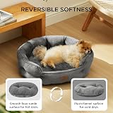 Bedsure Large Cat Bed 63x53x20cm Round Washable Grey Non-Slip Bottom view 2