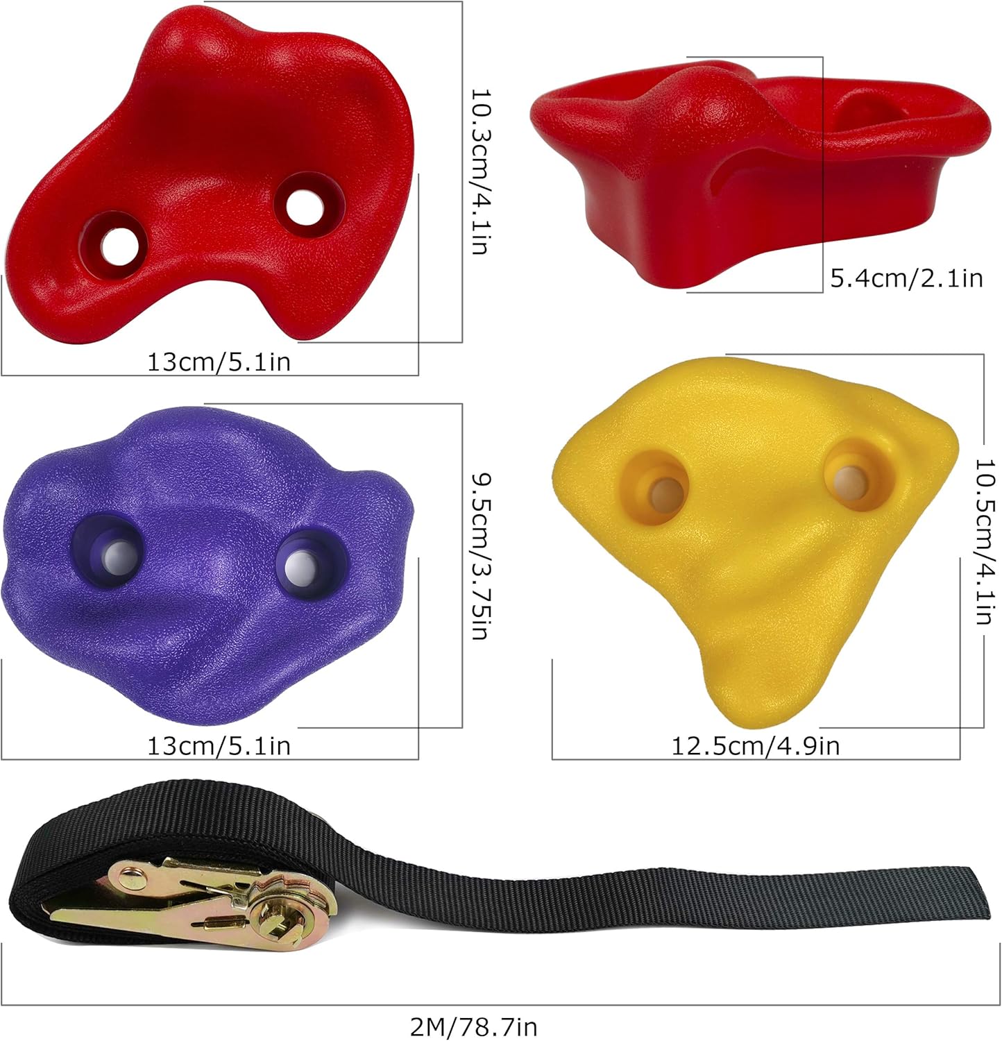 SSBRIGHT Tree Climbers, Set of 15 Climbing Holds/Steps for Kids' Outdoor Active Play with 6 Ratchet Straps: Toys & Games