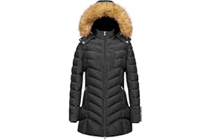 CREATMO US Women's Winter Hooded Coat Waterproof Warm Long Puffer Jacket Parka