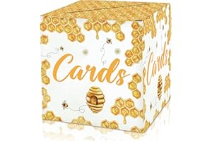 HEZNZXQ Bumble Bee Card Box - Honeycomb Collapsible Money Box or Gift Box for Baby & Bride Shower, Birthday, Wedding Reception, Engagement Party, Graduation - 8"x8"x8" Party Favors Decorations Boxes(05)