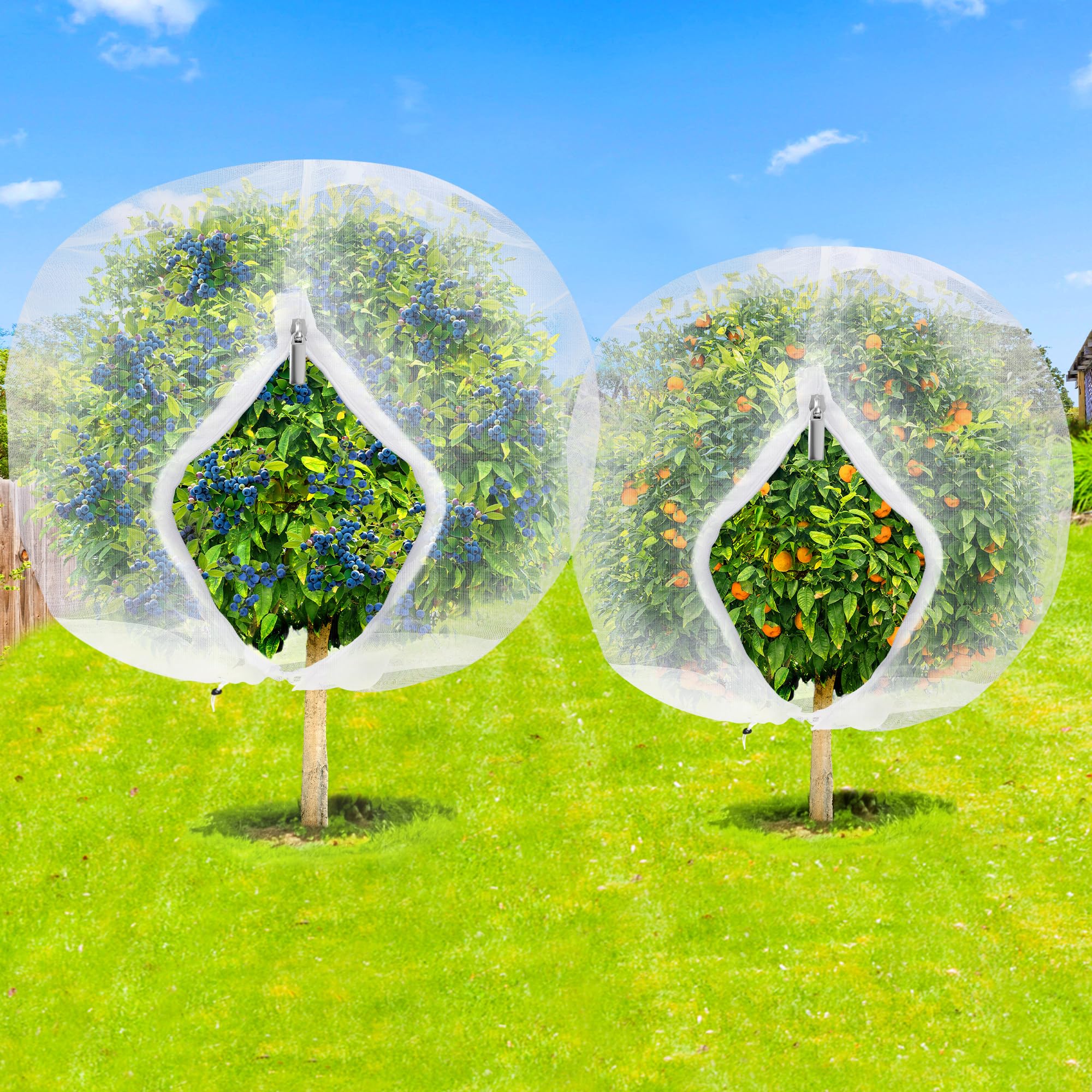 Photo 1 of Hahood Tree Netting Bird Netting Cover 8 x 8 Ft, 10 x 10 Ft Large Heavy Duty Garden Plant Protection Net with Zipper & Drawstring for Tomato, Blueberry, Fruit & Vegetable Trees