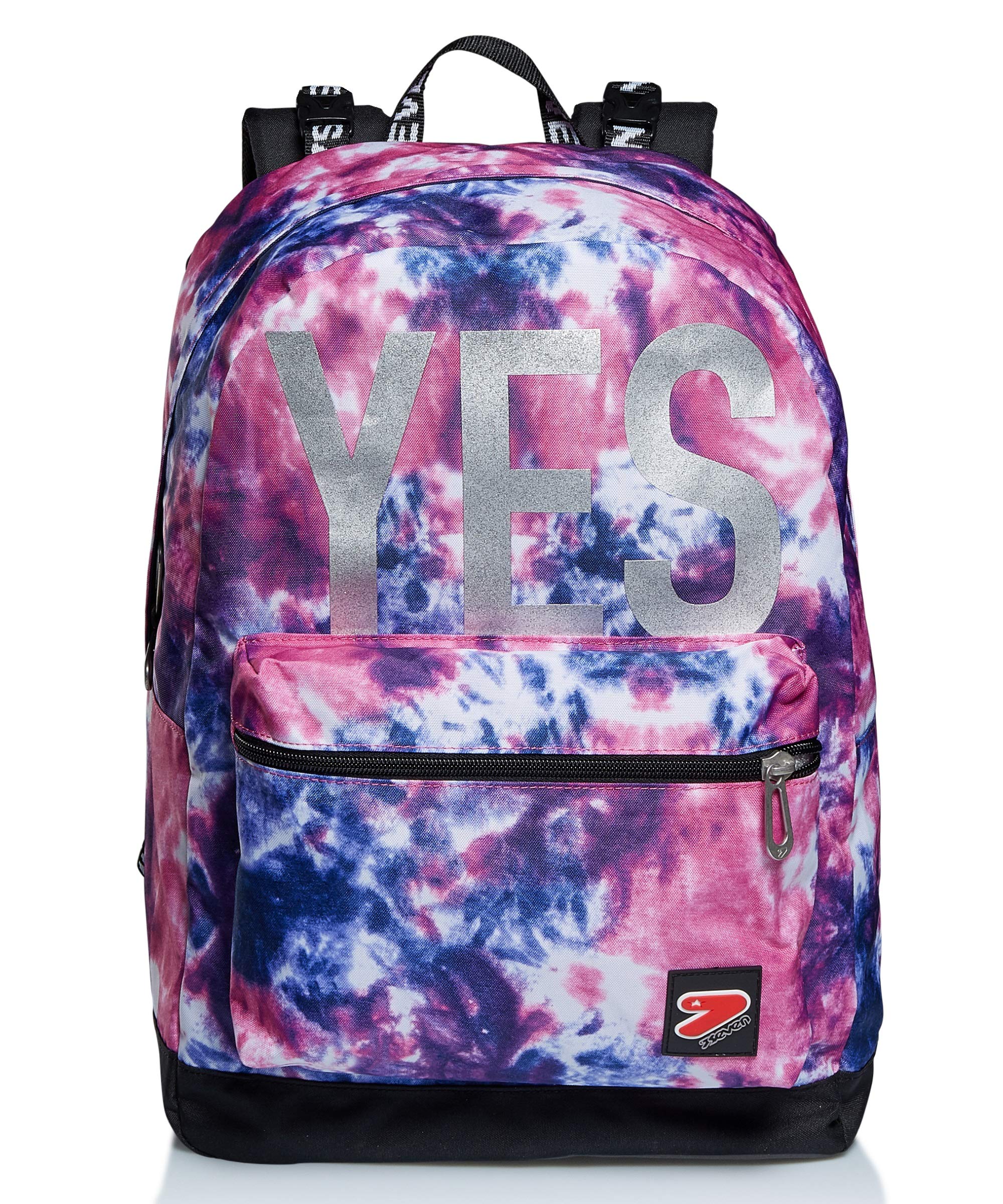 Seven Backpack, TIE&DYE Eco-friendly Knapsack, Book Bag, for Teen, Girls&Boys, Large Capacity, For School, Sport, Free Time, Double-Sided, with Earphones, Italian Design, pink/blue