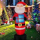 Christmas 8FT Inflatables Santa Claus with Gift Box and Build-in LED Lights, Xmas Blow up Gift for Indoor, Outdoor, Party, Yard, Garden, Lawn, Blow Up Holiday Decoration