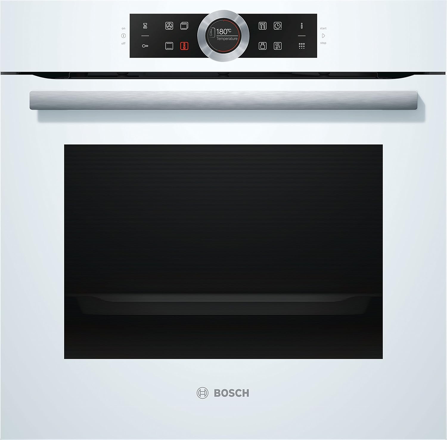 Bosch HBG675BW1 Serie 8 Einbau-Backofen / A+ / 71 L / Weiß / Klapptür / TFT-Display / 13 Beheizungsarten / AutoPilot 10 / EcoClean Direct / 4D Heißluft / Schnellaufheizung