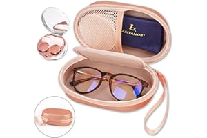 Lasiyanor 2 in 1 Contact Lens Case and Glasses Case, Portable Contact Box Bag with Mirror Tweezers Remover Tool Solution Bottle for Travel Daily Outdoor