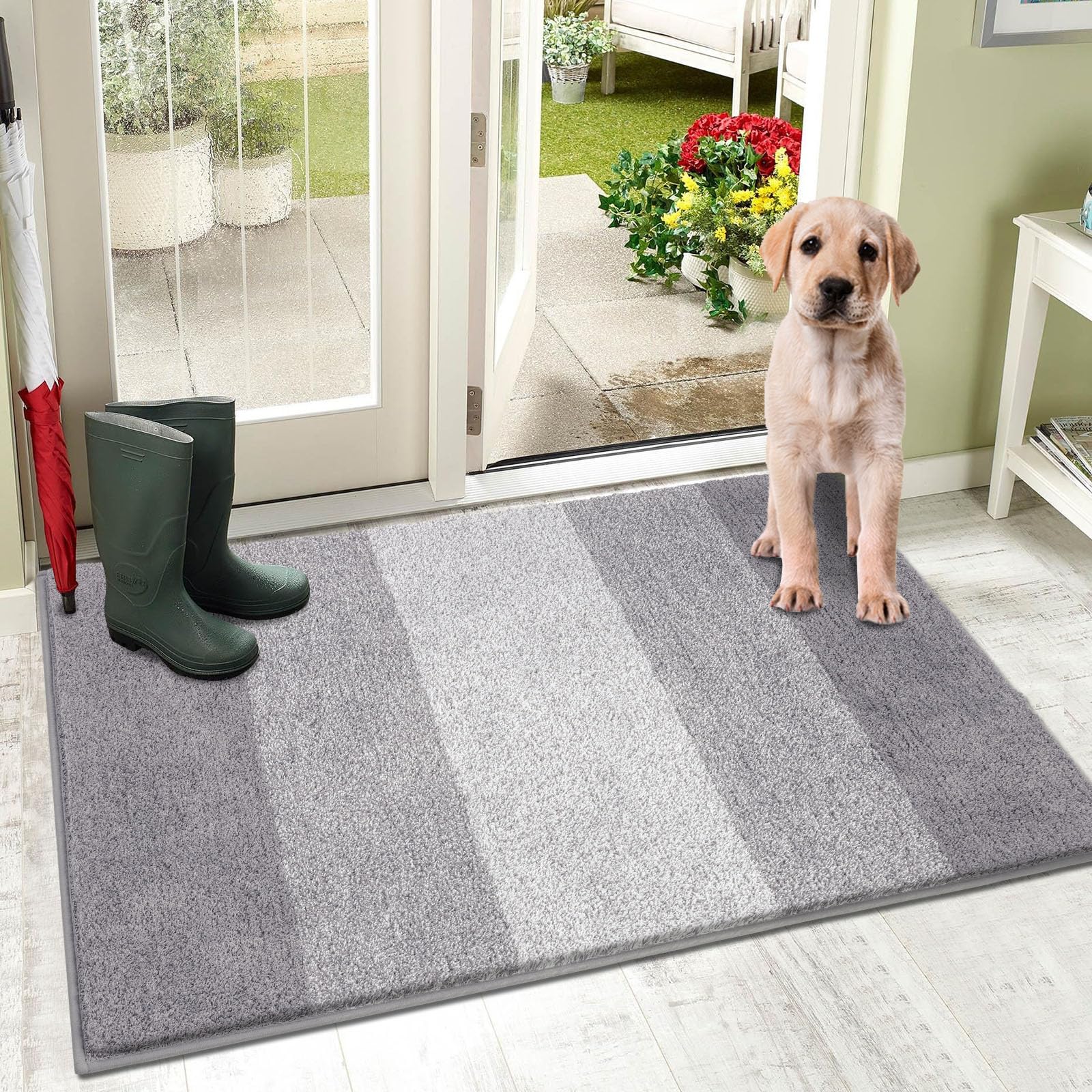 Vaukki Indoor Doormat Entryway Door Mat, Non Slip Absorbent Mud Trapper Mat Inside Floor Mat, Washable Door Carpet for Entryway (32''x40'', Light Grey) Image Vaukki Indoor Doormat Entryway Door Mat, Non Slip Absorbent Mud Trapper Mat Inside Floor Mat, Washable Door Carpet for Entryway (32''x40'', Light Grey) Image