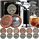 Whiskey Smoker Kit | Cocktail Smoker Kit| Bourbon Smoker Kit| Old Fashioned Smoker Kit with 3-Flame Torch, 6 Wood Chips & Gift Box for Smoking Drinks| Whiskey Gift for Men (No Butane Incl.)