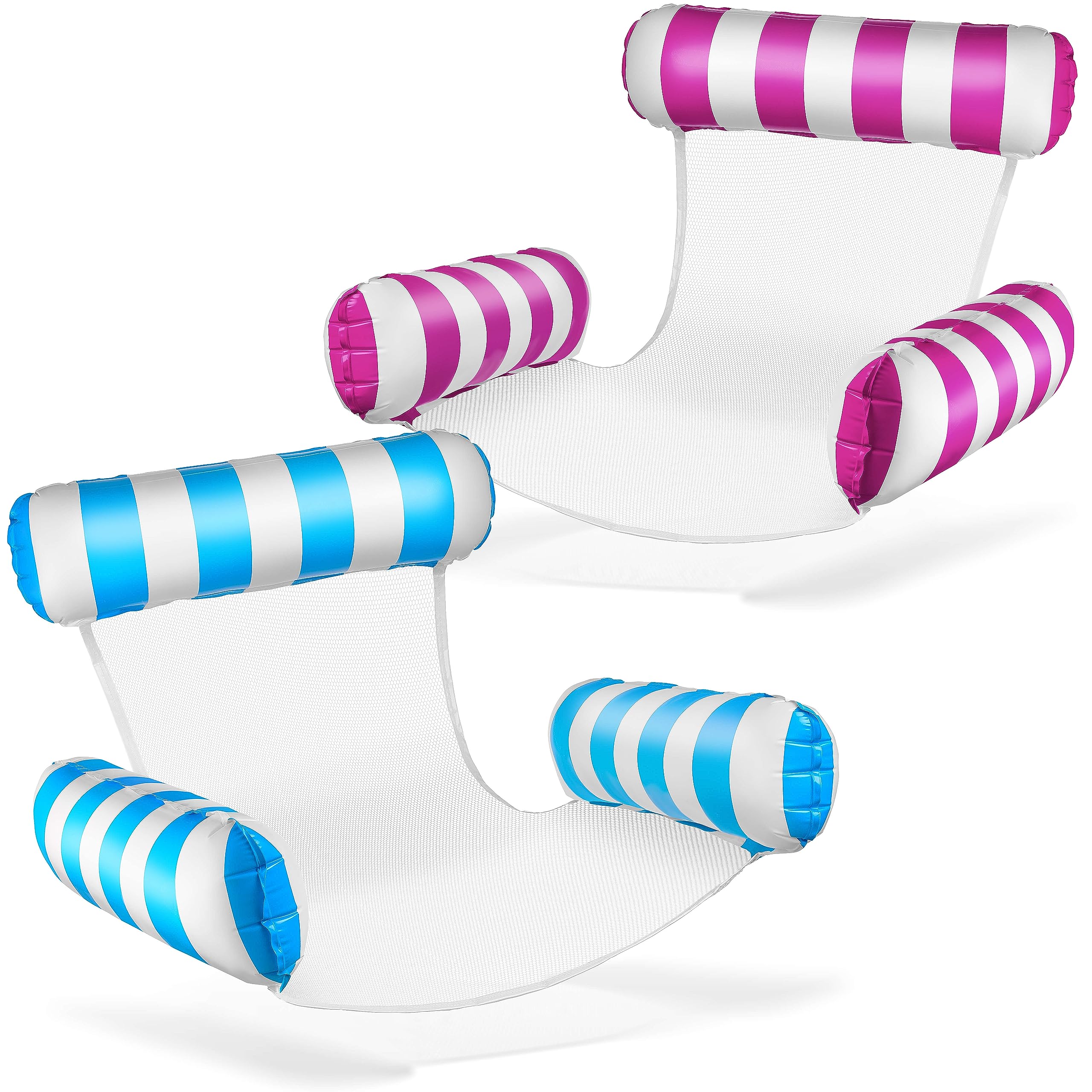 Balinco Air Mattress Pool, Inflatable Chair, Water Chair with Backrest and Armrests, Swimming Seat, Pool Seat, Sun Chair, Water Relaxing Chair (Light Blue/White + Pink/White) — image 1