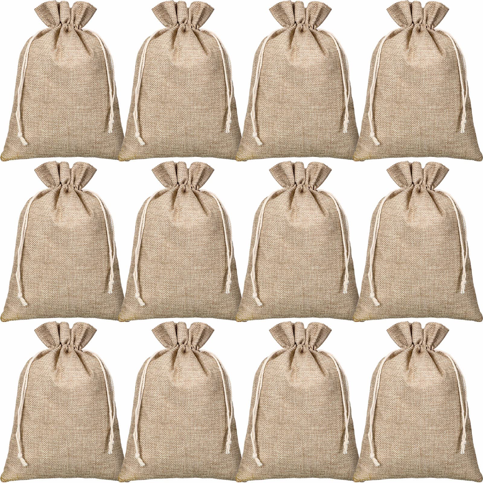 Photo 1 of 100 Pcs Rustic Burlap Gift Bags with Drawstring - Reusable Burlap Sacks for Wrapping Birthday, Wedding, Party & Christmas Gifts - DIY Crafts (5 x 7 Inch)