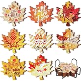 8 Pcs Fall Thanksgiving Diamond Art Coasters, Maple Leaf DIY Coaster Kit | Fall Diamond Painting Coaster with Holder, Maple Leaf DIY Kit for Adults, Thanksgiving Decoration and Creative Seasonal Gifts