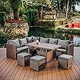 Nestl Wicker Outdoor Furniture Set - 7 Piece Patio Dining Set (Brown/Grey), X-Large