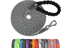 NTR Long Dog Leash, 50FT Check Cord with Swivel Lockable Hook and Comfortable Padded Handle for Dog Leash for Small Medium and Large Dogs Walking Training Hiking Camping Playing
