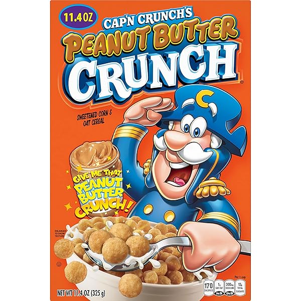 CAP’N CRUNCH BREAKFAST CEREAL, PEANUT BUTTER CRUNCH, 11.4OZ BOX