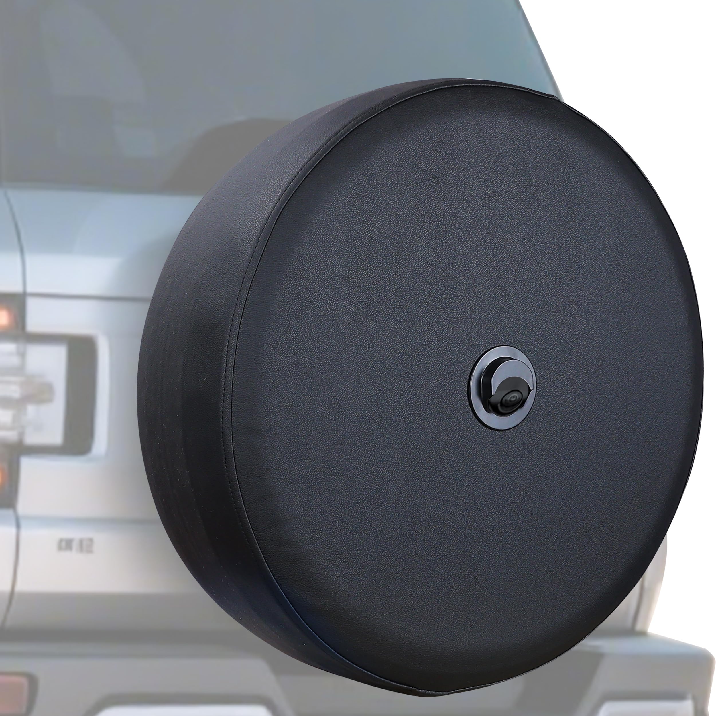 Photo 1 of Amooca Spare Tire Wheel Cover with Backup Camera Hole Compatible with Ford Bronco?2021-2025? Spare tire Exterior Accessories Black 33" for Tire 285/70R17 (Badlands)