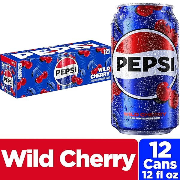 PEPSI COLA SODA, WILD CHERRY, 12 FL OZ CANS (PACK OF 12)