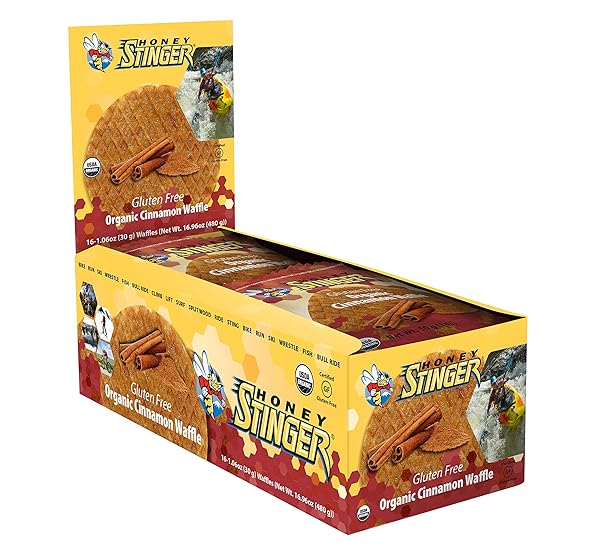 HONEY STINGER ORGANIC GLUTEN FREE CINNAMON WAFFLE, ENERGY STROOPWAFEL FOR EXERCISE, ENDURANCE AND PERFORMANCE, SPORTS NUTRITION FOR HOME & GYM, PRE AND POST WORKOUT, 16.96 OUNCES (PACK OF 16)