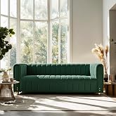 ANTTYBALE 81" W Tufted Velvet Couch,Modern Velvet Sofa with Round Handrails and Metal Legs for Living Room Office Apartment (1, Green)